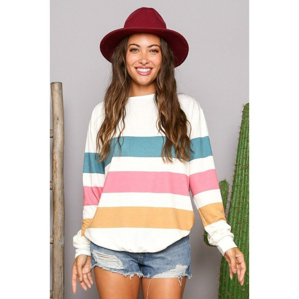 Fantastic Fawn Multicolor Stripe Print Sweatshirt KT91270-26